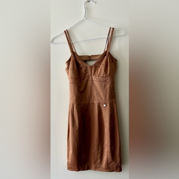 LIU Jo Milano brown mini dress size 40- M corset back zipper bustier - Picture 2 of 16